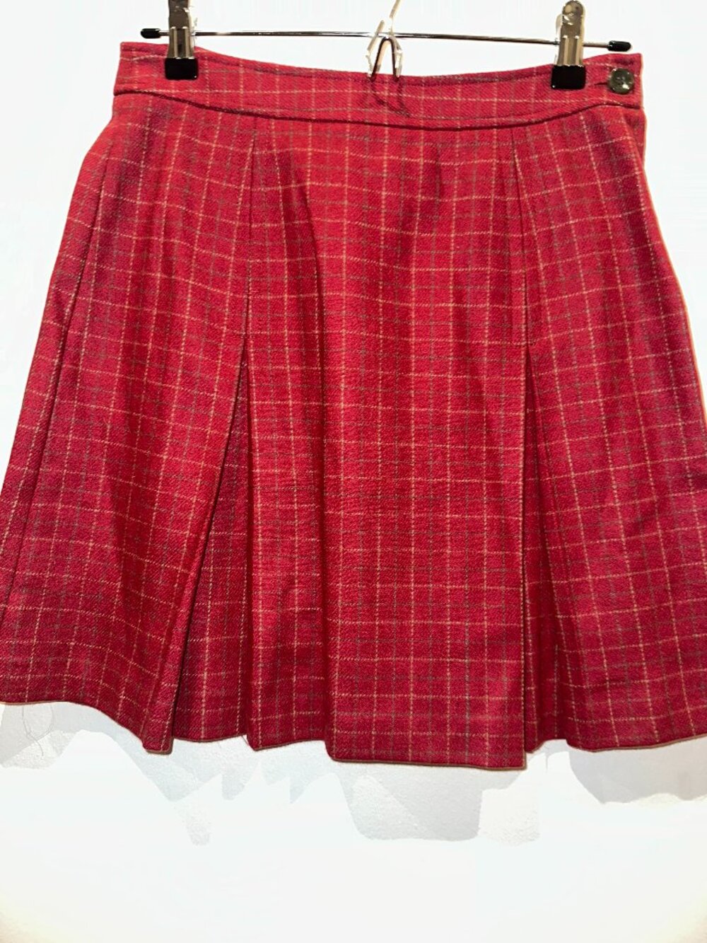 J.Crew Red Plaid Wool Blend Pleated Mini Skirt